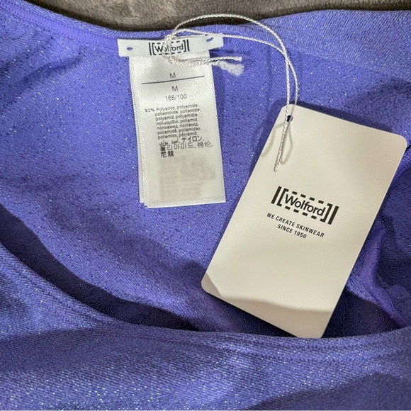 NWT Wolford Shimmer Bodysuit Ultra Violet Light Aqua Size M - Picture 5 of 6